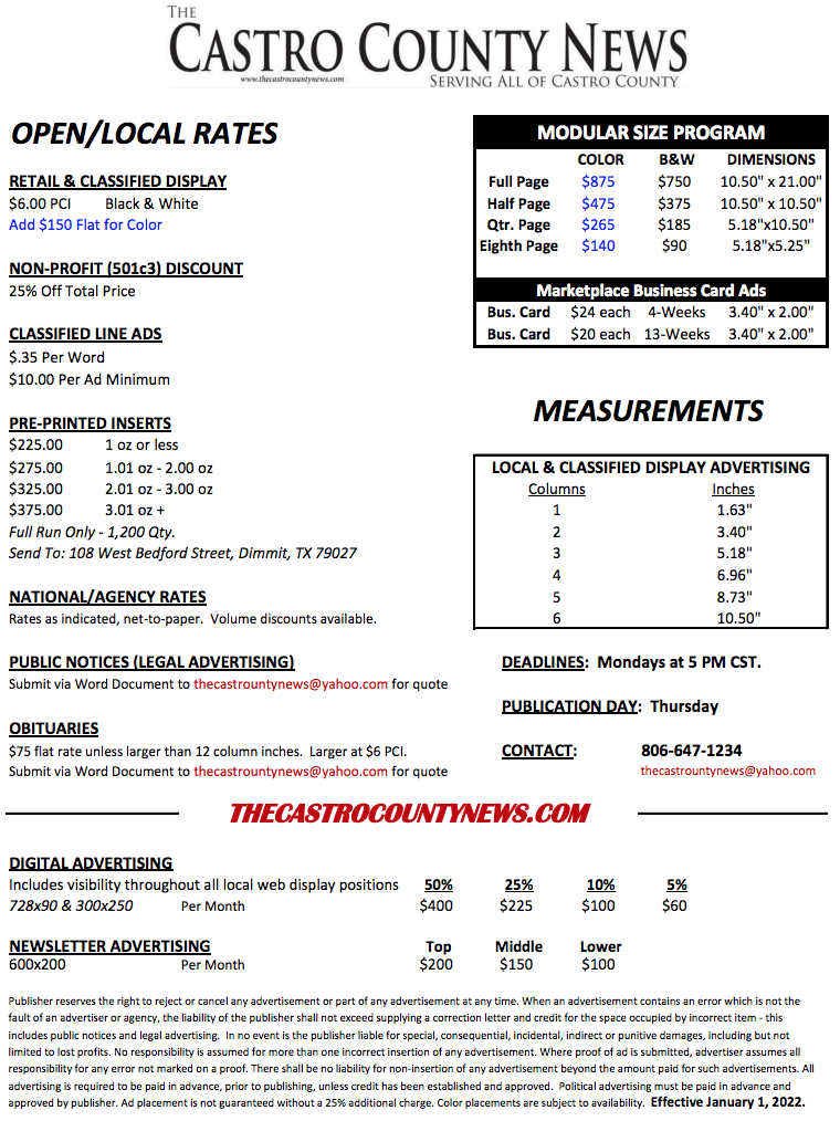 Rate Card