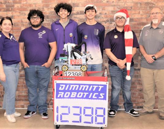 DHS Bobcat Robotics #12398 (left to right) Coach Engelbrecht, Gabriel Garcia, Enrique Holguin, Keenan Hernandez, JJ Rodriguez and Coach Bell competed at the 2024 FiT-W&amp;amp;P Amarillo League Meet #2 and went 4-1 and is sitting in 18th place in District.