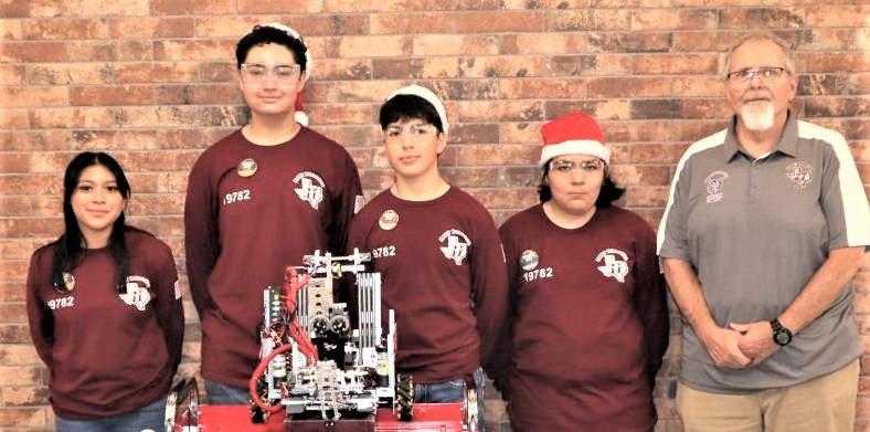 Hart Robotics #19782 (left to right) America Flores, Rito Rodriguez, Liam Marin, Max Phillips and Coach Bellcompeted at the 2024 FiT-W&amp;amp;P Amarillo League Meet #2 and went 1-4 and is sitting in 8th place in District.