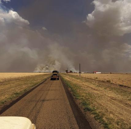 Castro County First Re- sponders and fire depart - ments from Dimmitt, Naz areth and Hart have been busy since last week fight - ing a number of wild fires in the Texas Panhandle. This week, local departments pitched in to help control a fire near Kress. Fires in the Amarillo and Canyon area continue to be monitored. (Courtesy photos)