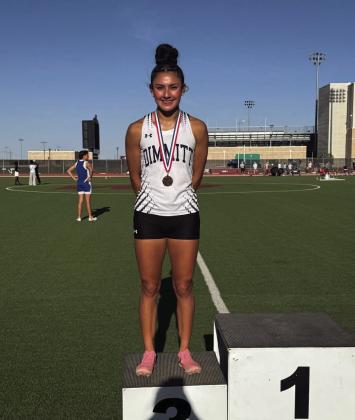 Dimmitt High School’s Lily Rodriguez competed in the WT regional qualifier practice meet Friday. She placed 3rd in the 100-meter dash and second in the 200-meter dash. She will be running at the regional meet Friday and Saturday in Abilene.