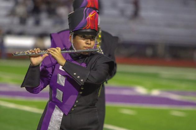 Friday night the Dimmitt Bobcats enjoyed a big win over Morton (above). Also performing that night included the Dimmitt High School band. Above, right, the Bobbies took on Bushland on the road Tuesday night falling in the district match up against the Lady Falcons. (Courtesy photos)