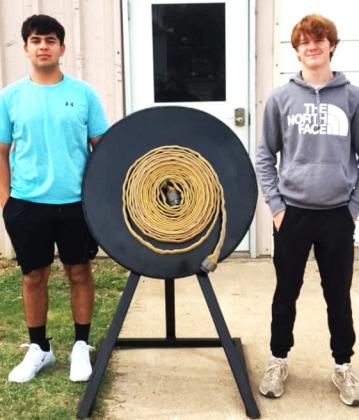 Nazareth FFA - KilinOlivias and Slaton Harkins built a firehose reel for the Nazareth Volunteer Fire Department this semester.