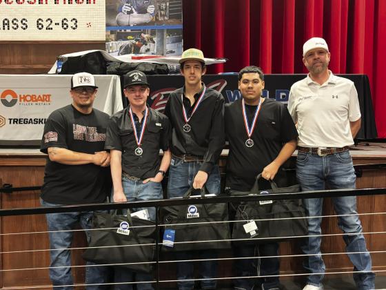 Welding Fabrication team of three, 2nd place - Mason Van Pelt, Easton Mahannah, Kevin Pulido
