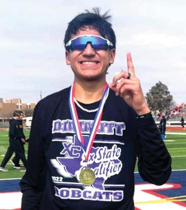 DHS Azariah Gonzales , senior, placed fi rst in the 3200 meter run with a time of 10:24.41 at the Plainview Bulldog Relays on Feb. 24. His time was a personal record.