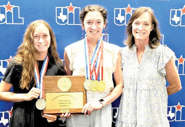 Above: Nazareth Journalism Team – UIL State Champions - Chloe Birkenfeld, Feature Writing, 1st place, Editorial, 1st place, Copy Editing, 2nd place; and Madison Brockman, Feature Writing, 2nd place. Birkenfeld also placed 5th in Number Sense. Right: Dimmitt High School’s Pablo Perez competed in the UIL Mathematics contest and placed 5th overall at state. Below: Nazareth Spelling Team- State UIL 3rd place Gracie White, Brooklyn Dyer, Olivia Raef and Gracie Raef.