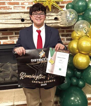 The District 2 68th Annual Gold Star Banquet was held Oct. 20. Congratulations to Castro County’s Remington Meador. He was one of the 23 honorees that night! Spencer Acker also served as one of the presenters as a part of D2 Council.