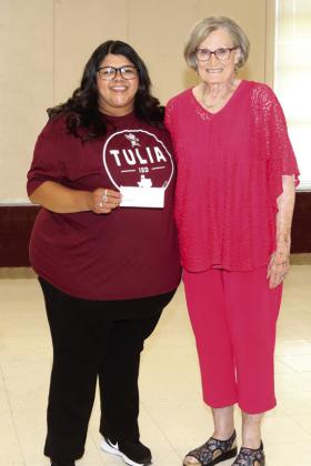 Tulia Elementary School teacher Cristian Salinas received a Classroom Incentive check from SBRSP member Shirley Dalluge
