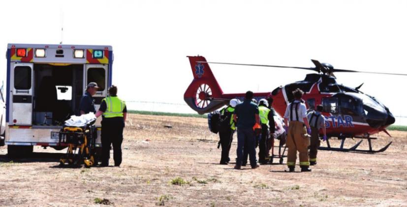 (Photo below) Life Star transported the victim of pickup rollover in Castro County this past Thursday.