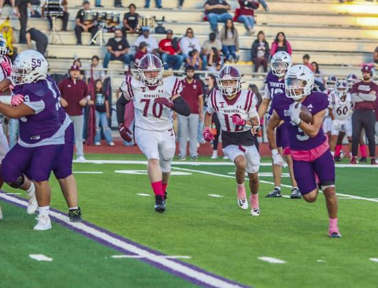 Kaden Carpio (left) and Isaia Sifuentez (above) play for the Bobcats Friday night in a district win against Tulia. This week takes on Childress on the road. (Courtesy photos)