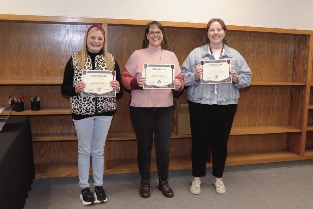 Tulia Elementary School Staff Recognitions Jasmine McEvers, Melinda Hoffman, Jordan Carson
