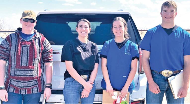 The Nazareth FFA Veterinary Science Team were the championship team at the TTU Invitational last Thursday. Michael Fulkerson placed 6th, Gracie White, 1st , Olivia Raef, 12th, and Beck Paulsen, 2nd. They punched their ticket to state at the Area Championship: Gracie White – 1st; Beck Paulsen -4th; Olivia Raef - 7th; and Michael Fulkerson – 9th.