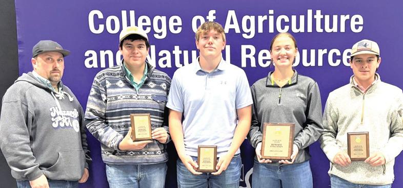 The Nazareth FFA Homesite Team won the Area Homesite competition and qualified for state. Shown is Naz Ag teacher and FFA advisor Austin Heck with Harrison Meador (1st place), Caysen High (3rd place), Brooklyn Birkenfeld, and Oliver Meador (5th place).