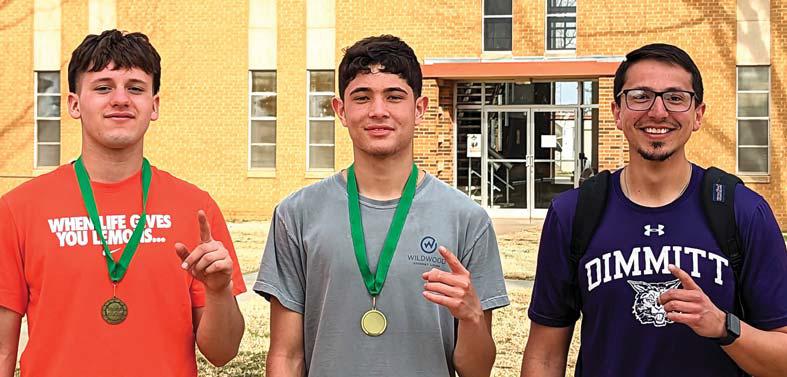 DHS Tennis/Boys Doubles Team - David Fuentes and Emiliano Peralta with Coach Holguin - first place at South Plains College.