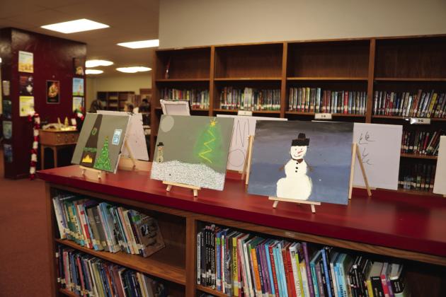 Art was displayed in the Junior High Library