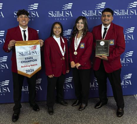 BUILDING SEARCH CHAMPS--Skills USA Building Search State Championship team members from Hereford High School included Felipe Jaquez, Karime Tellez, Luz Nahomy Rodriguez, and Alonso Castro.