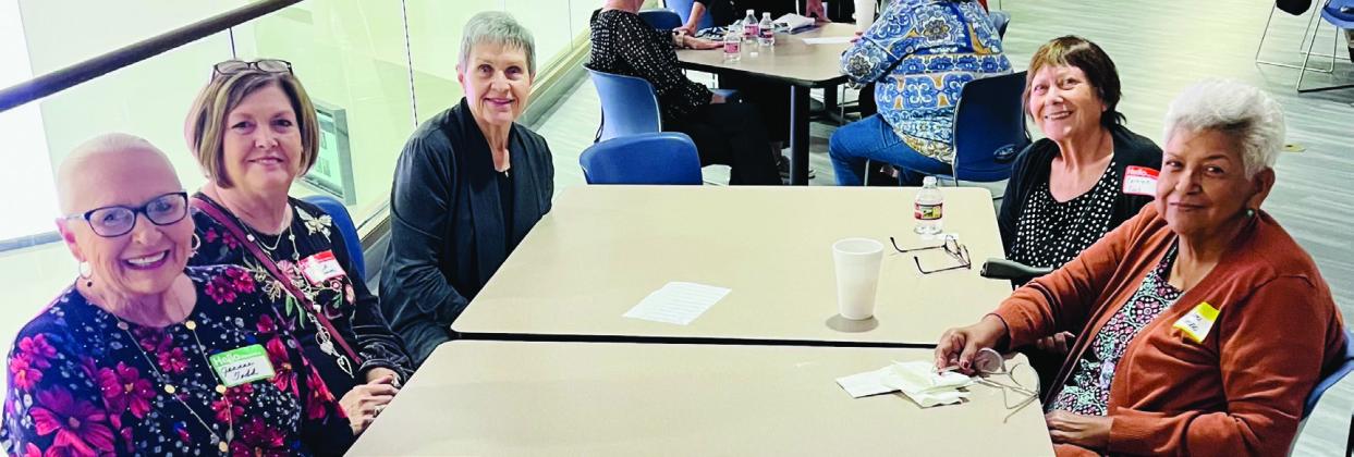 Retired Teachers representing Swisher Briscoe RSP attended the District 16 October Fall Conference 2025 in Amarillo. Pictured are Jeanne Todd, Jeannett Herring, Gwyn Ann Shannon, Carolyn Cobb, and Mary Lou Moreno.