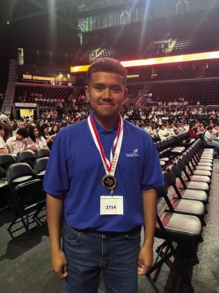 GOLD MEDALIST--Diego Gonzalez Uribe of Hereford High School was a Gold Medalist in the Welding Fabrication Technical Test in Skills USA Welding competition