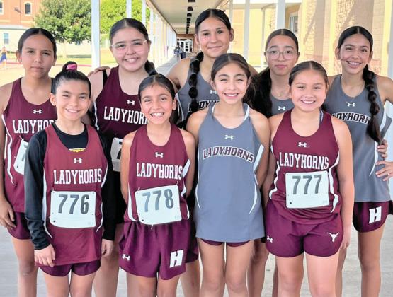 Hart JH Girls Cross Country: (front row, left to right) Selena Garcia, Ellie Longoria, Avilen Morales, Kyli Hernandez, (back row, left to right) Camila Perez, Savannah Corrales, Sadie Carrasco, Lexi Cisneros and Mia Longoria.