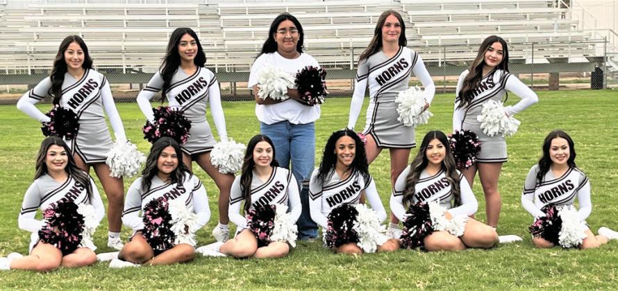 Hart HS Cheerleaders: (front row, left to right) Bri’anna Nalley, Alesia Gonzalez, Roylynn Gonzales, Ta’Bree Worsham, Mylie Marin, Brizeth Soltero, (back row) Adamari Morales, Diana Longoria, Emily Lujan (Mascot), Braelynn Geopfert, Hannah Hernandez.