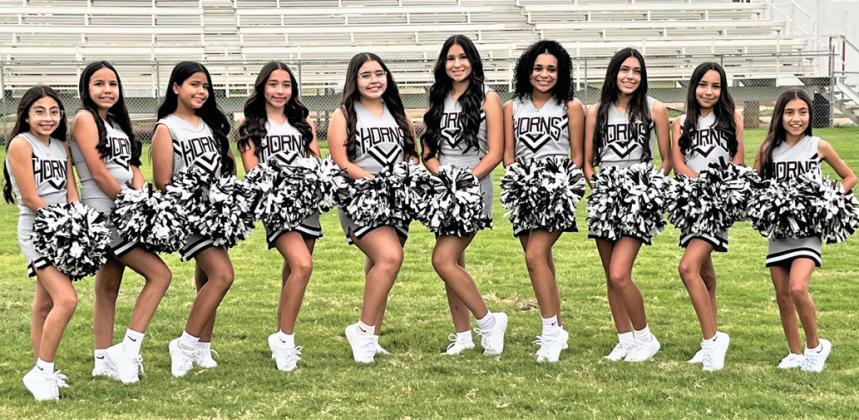 Hart JH Cheerleaders: (left to right) Avilen Morales, Camila Perez, Yatziry Ruiz, Lexie Cisneros, Savannah Corrales, Sadie Carrasco, Teagan Worsham, Mia Longoria, Yareli Hernandez and Ellie Longoria.