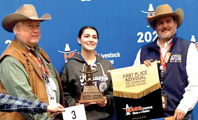 Naz FFA Gracie White won the individual Veterinary Science contest at the Houston Livestock Show.