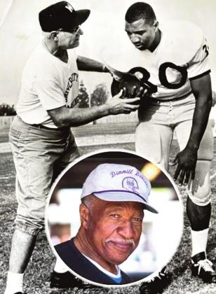 Shown with former University of Washington assistant coach Chesty Walker. Junior Coffey got his football career started at Dimmitt High School at a time when the country was in a segregation battle, but the young athlete, his coaches and teammates overcame the obstacles and he went on to make a name for himself not only in Texas, but also in collegiate and professional football.