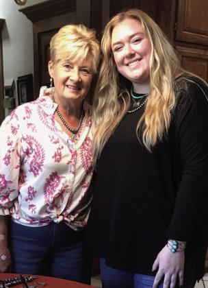 Valerie Sturgess , with her granddaughter Jaiden Moreland showed Progressive study club pieces of her hand crafted silver and torquiose jewelry. Valerie gave a demonstration showing how she makes a piece.