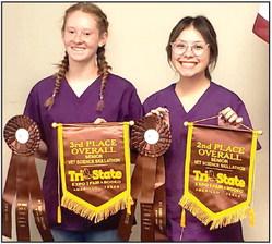 The DHS FFA Vet Science team competed in the Vet Science Skillathon at the Tri-State Fair. Ritzy Millican and Liset Martinez placed second and third overall at the Tri-State State Fair competition, behind Gracie White from Naz FAA.