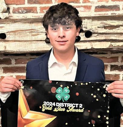 Castro County 4-H Oliver Meador from Nazareth received the Gold Star Award for County at the Annual District 2 Gold Star Banquet. The Gold Star Award is the highest achievement award given by the Texas 4-H Youth Development Program and be awarded once in a member’s 4-H career.