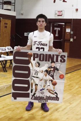 Tulia’s Zaiden Jalomo reached 1000 career points in the Hornets game against Bushland.