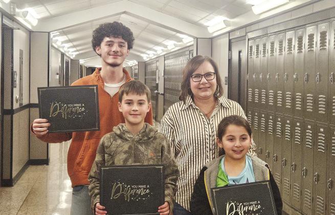 Kress Students of the Month: Kraegan Pesina, Kasen Bentley, Samara Bustos, and Zayden Gomez (not pictured).