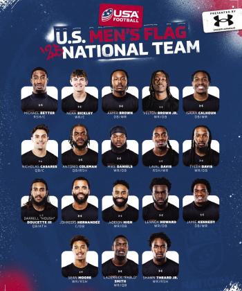 Congratulations to Hereford High School graduate Ja'Deion High (third row, third from left) on being selected to the final roster for the 2026 U.S. Men's National Flag Football Team! Ja'Deion will represent the United States at the International Federation of American Football (IFAF) Flag Football World Championship this August in Düsseldorf, Germany. A former Whiteface standout and Texas Tech Red Raider, Ja'Deion continues to make Hereford proud on the national stage.