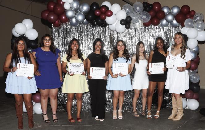 Softball Zyrah Cedillo - Most Improved, Rhylee Ramirez, Symphoni Del Toro - MVP, Mayci Del Toro, Mariah Briones - Vocal Leader, Kaylynn Gureea, Naliyah Williams, Kyla Rodriguez - Golden Glove