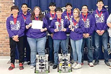 Dimmitt Robotics waltzed home with a District title and will advance to Regionals. Team members are Keen Hernandez, Joel Grado, Promise Herrera, Eric Duenas, Juan Cruz, Faith Bell, Daniel Duenes, Pablo Holguin, Enrique Holguin, and Jasiah Tavarez. Coach for the team is Don Bell.