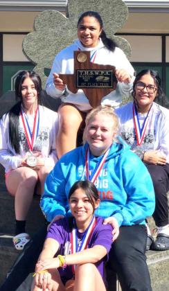 DHS state qualifiers Nissa Sanchez, Karla Perez, Kimberly Solis, Na’Khiyah Porras and Allyson Jones. Jones won a gold medal and the state championship; Porras won a fourth-place medal; Sanchez, ninth; Perez, ninth; and Solis, 10th.