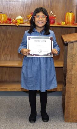 Tulia Elementary School Student of the Month – Ava Nunez
