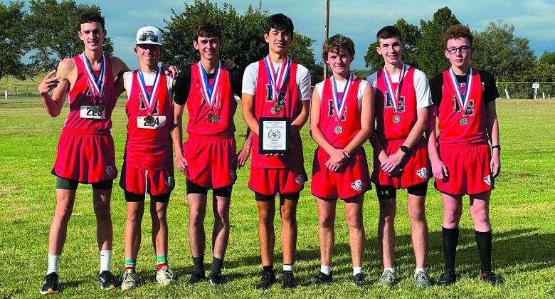 The FEHS Boys cross country team earned 2nd place and are headed to regionals! Congratulations &amp;amp; Good Luck! Kelton Sims - 2nd place, Tristan Trout-4th place, Tazlan Brown-6th place Haze Ehmann-9th place. Pictured (l to r): Kelton Sims, Tristan Trout, Haze Ehmann, Tazlan Brown, Jaxon Meadows, Tanner Horn, Ian Walker. (Courtesy Photo)