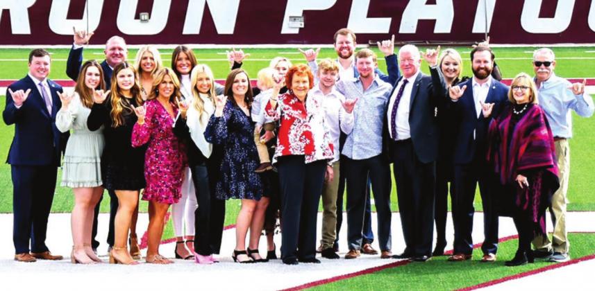 The Bain and Schaeffer families joined WT AMU administration and coaching staff for the announcement of the WT AMU Bain Schaeffer Buffalo Stadium name change. Mike Bain and David Schaeffer spoke at the event The families recently donated $5M to WTAMU and are longtime supporters of the university.