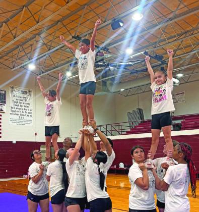 Tulia Mini-Cheer Camp was held in the High School Gym last week. Girls from Pre-K through 6th grade learned the cheers and chants from the cheerleaders. The Mini Cheerleaders will be able to participate at football games this fall.