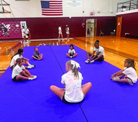 Tulia Mini-Cheer Camp was held in the High School Gym last week. Girls from Pre-K through 6th grade learned the cheers and chants from the cheerleaders. The Mini Cheerleaders will be able to participate at football games this fall.