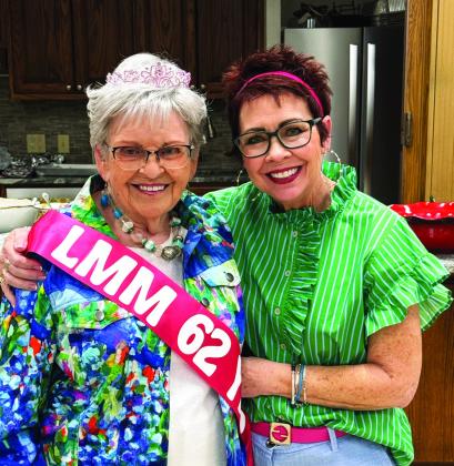 Ruth Black was recognized for her 62 years of membership with La Madre Mia with a tiara and a sash at their last meeting for the year. Pictured is Ruth with her daughter and outgoing club president Tonja Horrell.