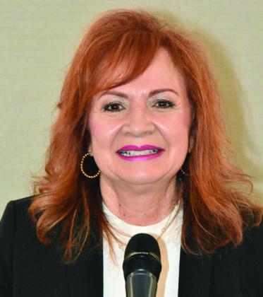 TOUTING ADVANTAGES— Hereford Federal Credit Union Chief Executive Officer Brenda Fuentes pointed out advantages of the local credit union during the 89th annual member meeting April 21 including healthy reserves and lower loan interest rates than most credit unions in the region.(Photo by Jim Steiert)