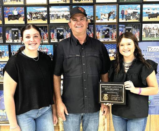 Mark Kleman was presented with his Honorary Lonestar Award, a Texas FFA Award, by members of the Nazareth FFA through Texas FFA.