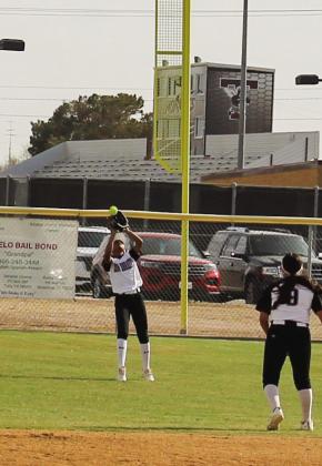 Day’Lynn Brookins makes the catch for an out