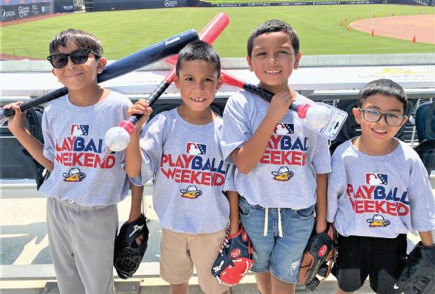 Isaac Sifuentez Jr., Noah Arriaga, Andrew Arriaga and Derrick Quirozm from Dimmitt attended the Amarillo Sod Poodles Play Ball Weekend baseball clinic at Hodgetown. Minor League clubs across the country joined with their MLB counterparts to celebrate Playball Weekend on June 14-16. Clubs hosted a variety of events to engage young fans and share the fun of playing baseball and softball. Play Ball Weekend in Amarillo was sponsored by Fluid Line Components.