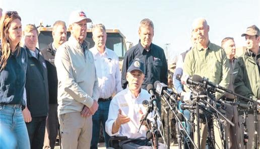 Governor Greg Abbott was joined by 13 governors in Eagle Pass who support Texas’ right to defend itself on the border. (Photo courtesy of Office of the Governor)