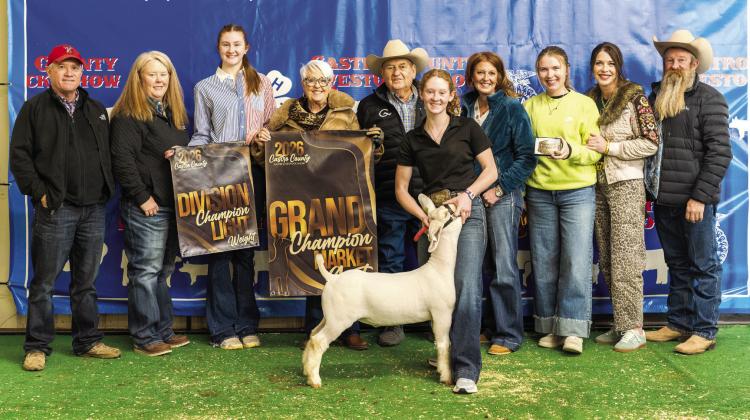 Ritzy Millican is pictured with her Grand Champion Goat at this year’s Castro County Junior Livestock Show.