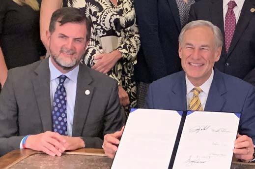 State Senator Brandon Creighton and Gov. Greg Abbott