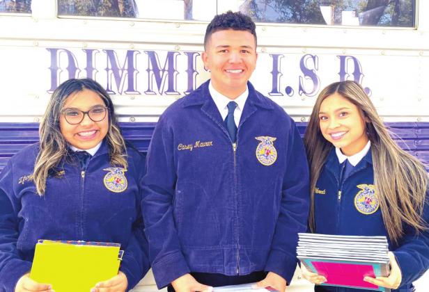 Dimmitt FFA - Marrium Monreal, Gamaliel Vasquez, Haylee Melendez competed at the District LDE in Radio Broadcasting.